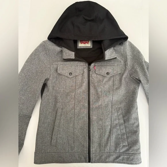 Levi's Men's Gray Thick Jacket with‎ Black Hood - Size S - Picture 6 of 11